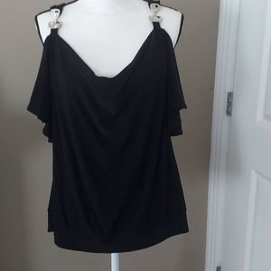 Black shoulder cut out loose fitting top Size L